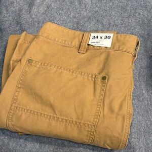 Alpine Design relaxed through hipthigh organic cotton brown khaki utility pants